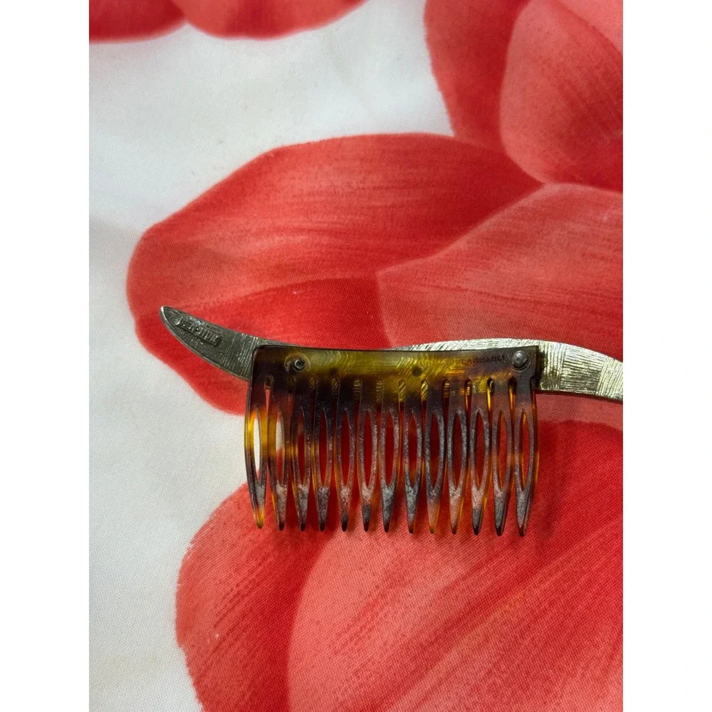 Vintage Ben-Hur Rhinestone Tortoiseshell Hair Comb Silver Tone‎ Mid Century C35
